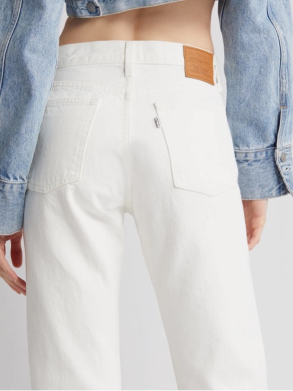 LEVI'S Wedgie Straight Leg Cropped High Rise Button Fly White Jeans--NWT--30 - Picture 4 of 16